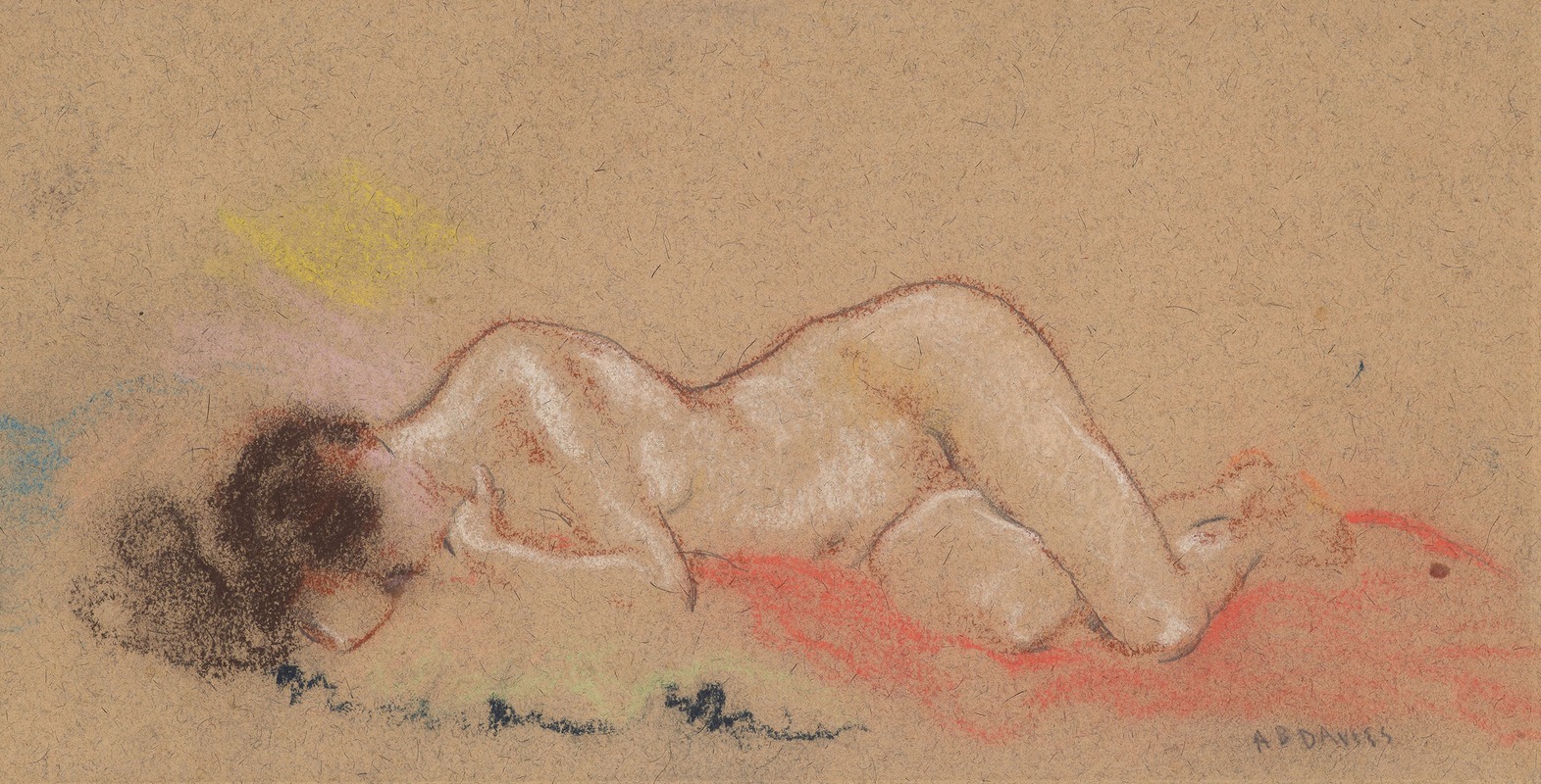 Arthur Bowen Davies - Reclining Female Nude with Hand under her Chin