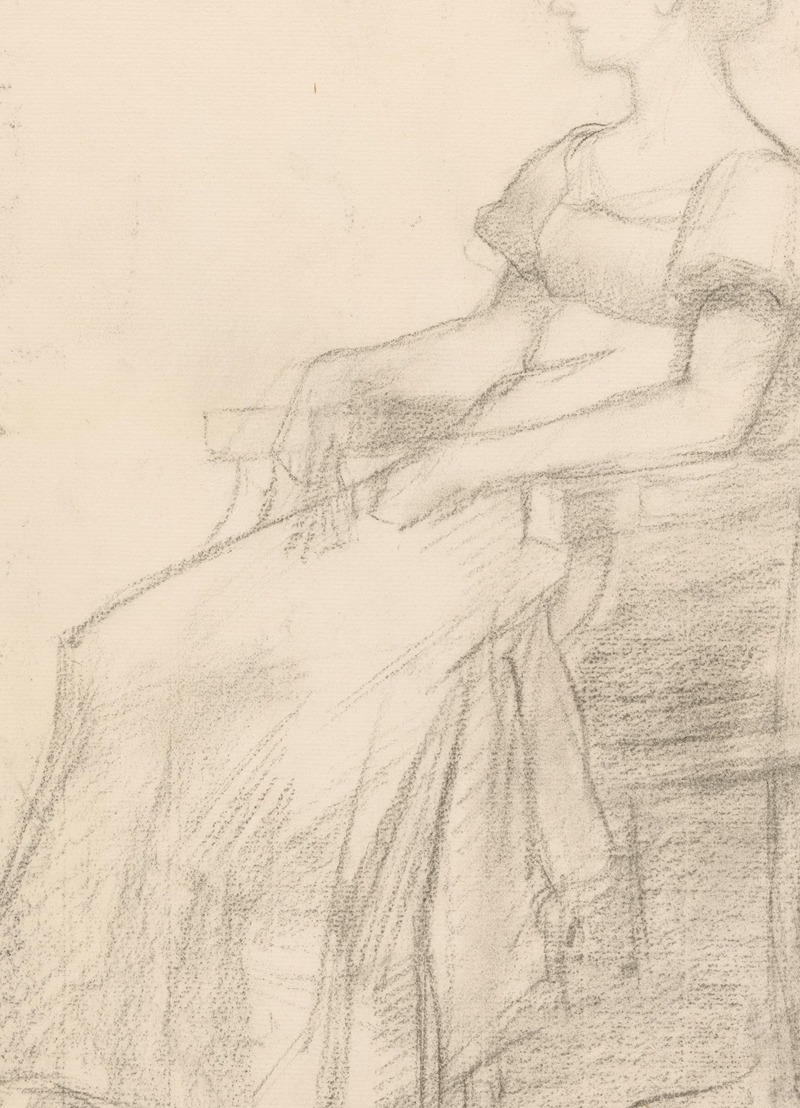 August Allebé - Portret en een vrouw zittend op een stoel