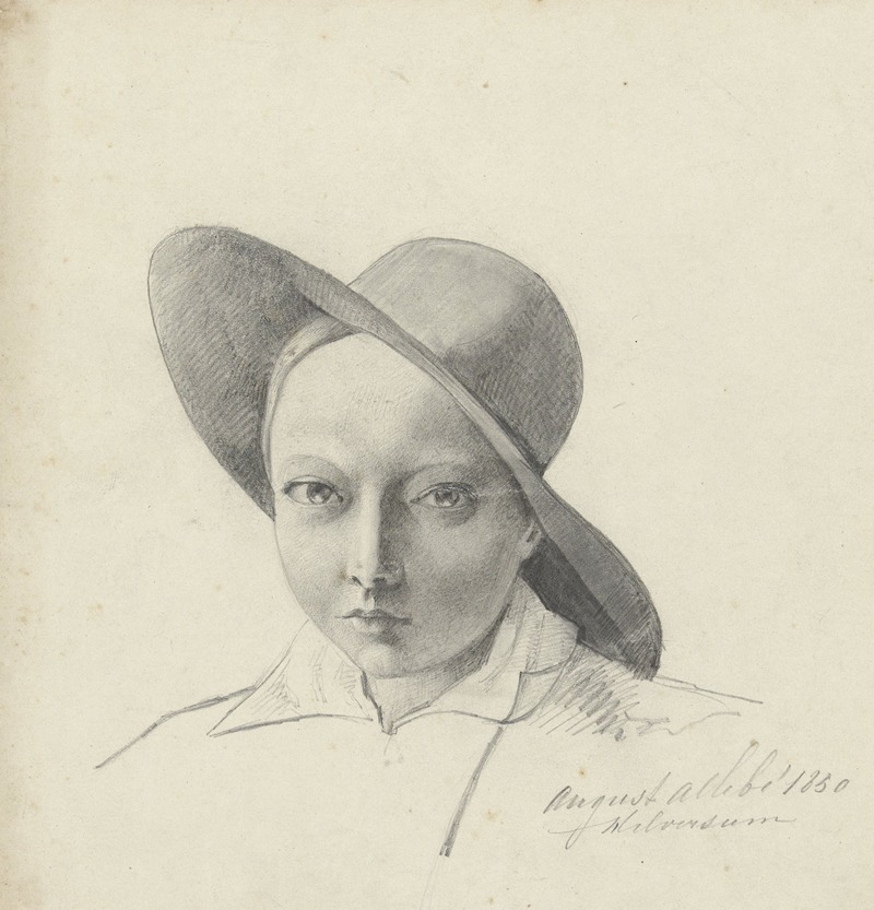 August Allebé - Portret van een jongen met een hoed