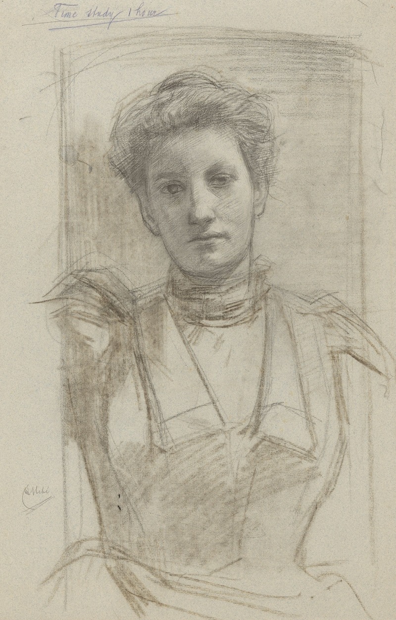 August Allebé - Portret van een vrouw, ten halven lijve