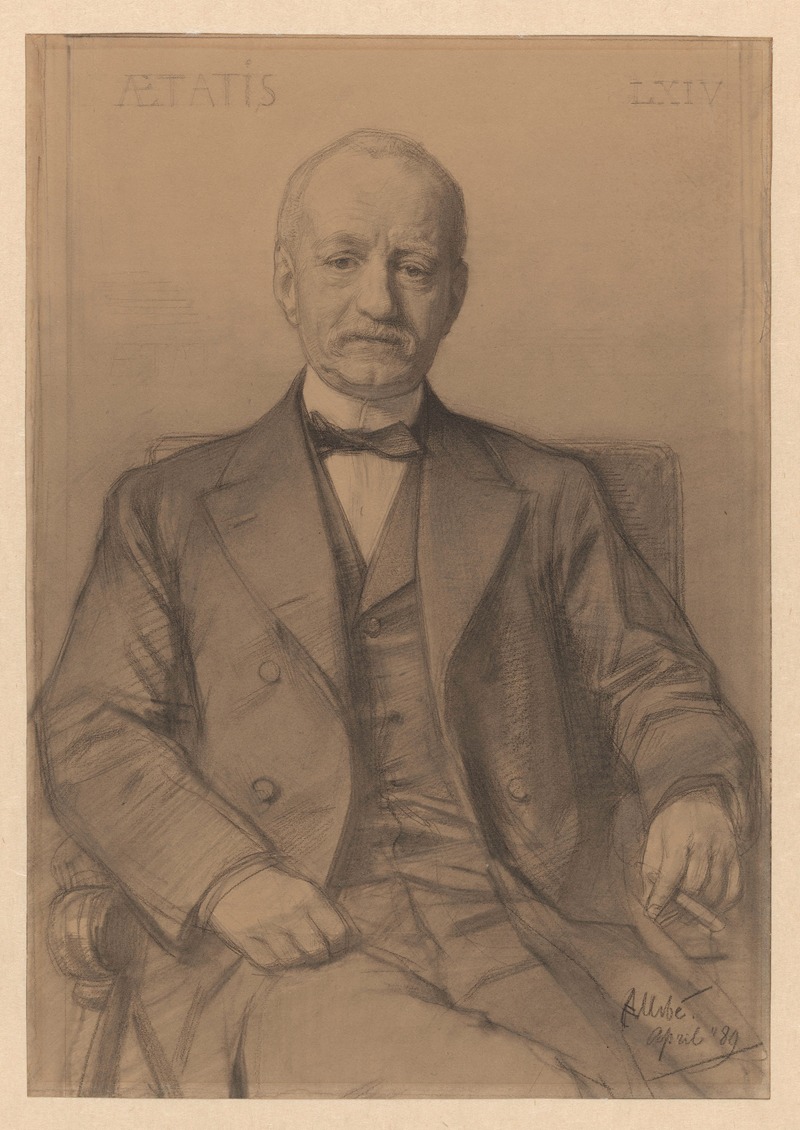 August Allebé - Portret van een zittende heer met sigaar, op 64-jarige leeftijd