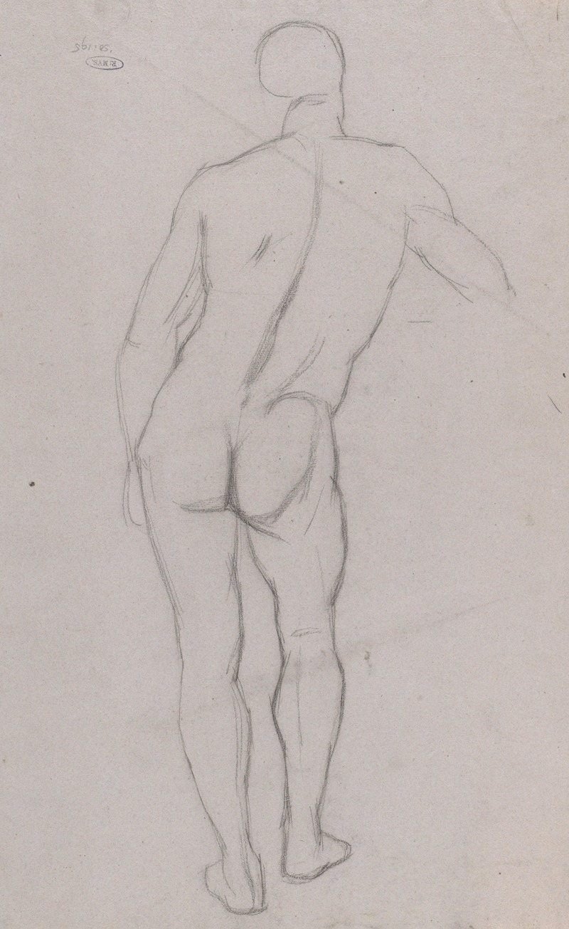 August Allebé - Schets van een mannelijk naakt, van achteren