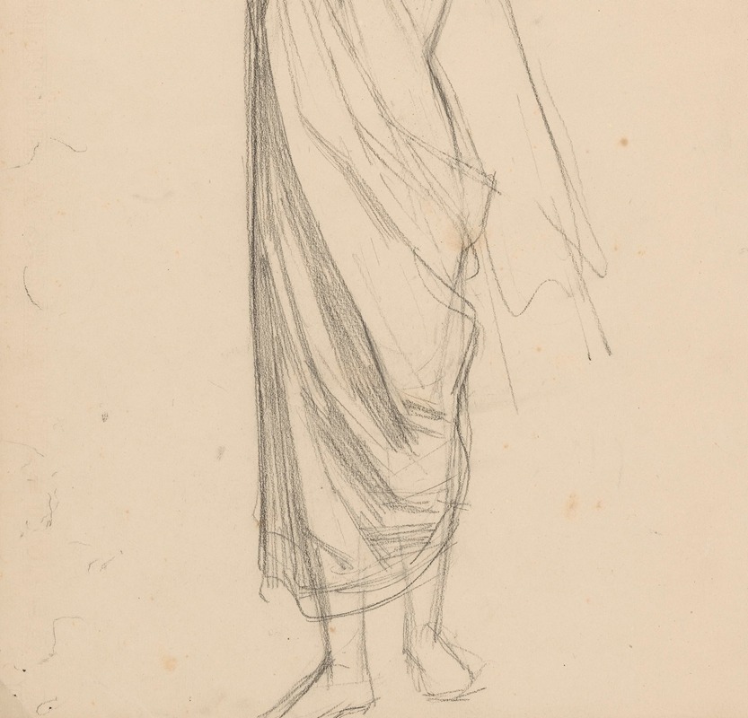 August Allebé - Studie van een staande vrouw, met omgeslagen doek