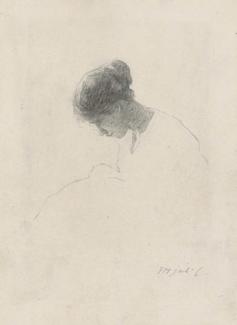 Eduard Putra - Bowed Head of a Young Woman in Profile