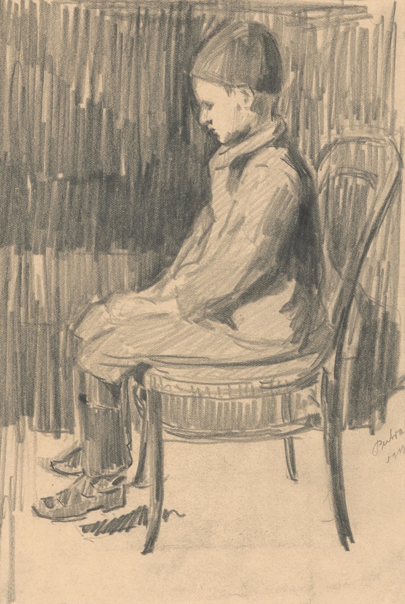 Eduard Putra - Study of a Boy Seated on a Chair