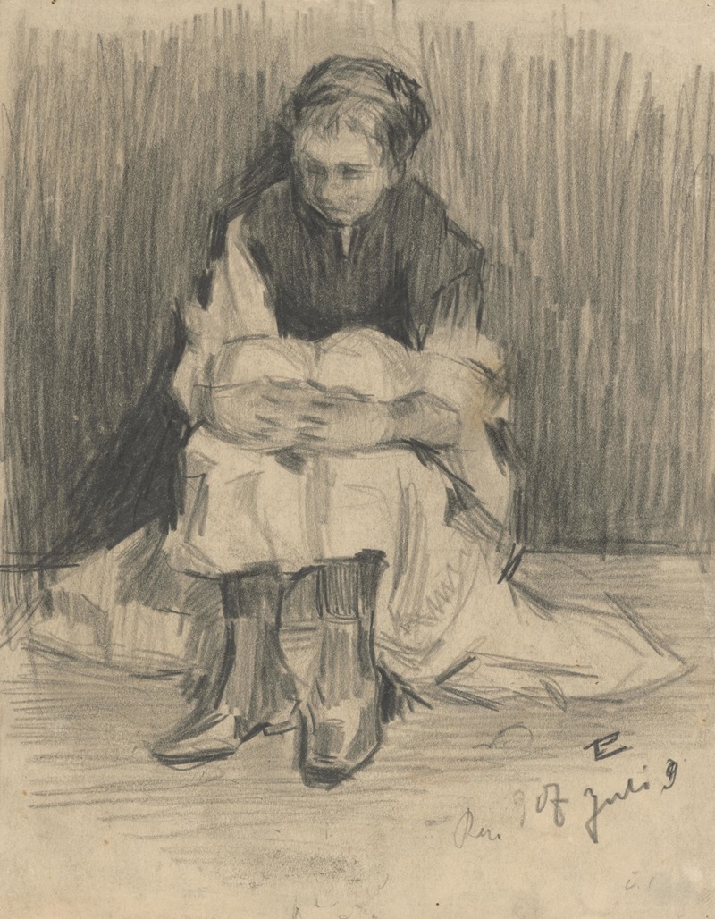 Eduard Putra - Study of a Seated Girl