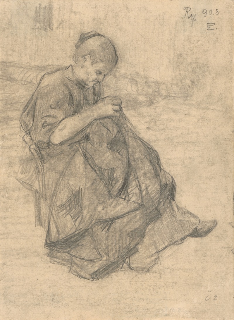 Eduard Putra - Study of a Seated Woman Sewing