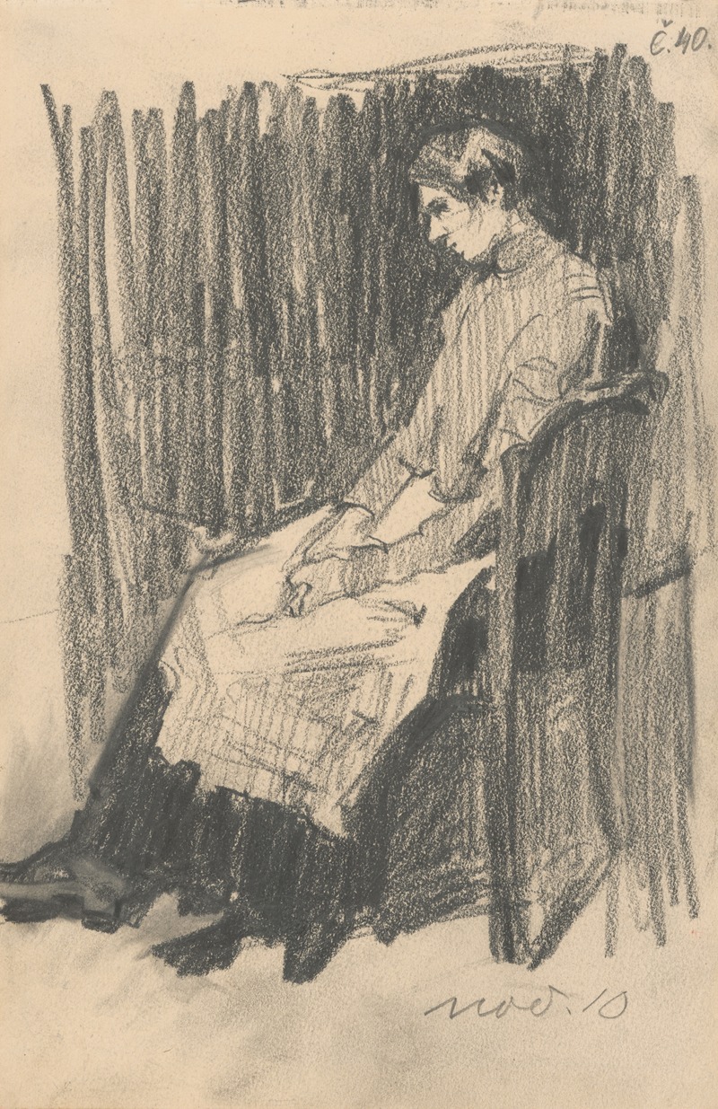 Eduard Putra - Study of a Seated Woman with an Apron