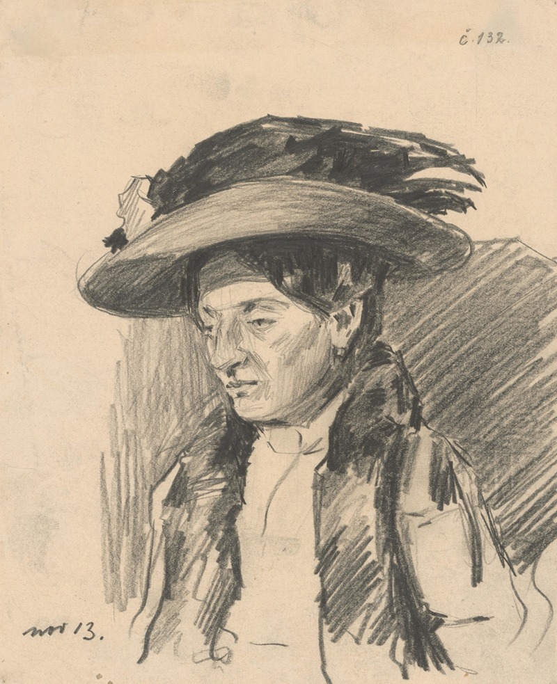 Eduard Putra - Study of a Woman with a Hat