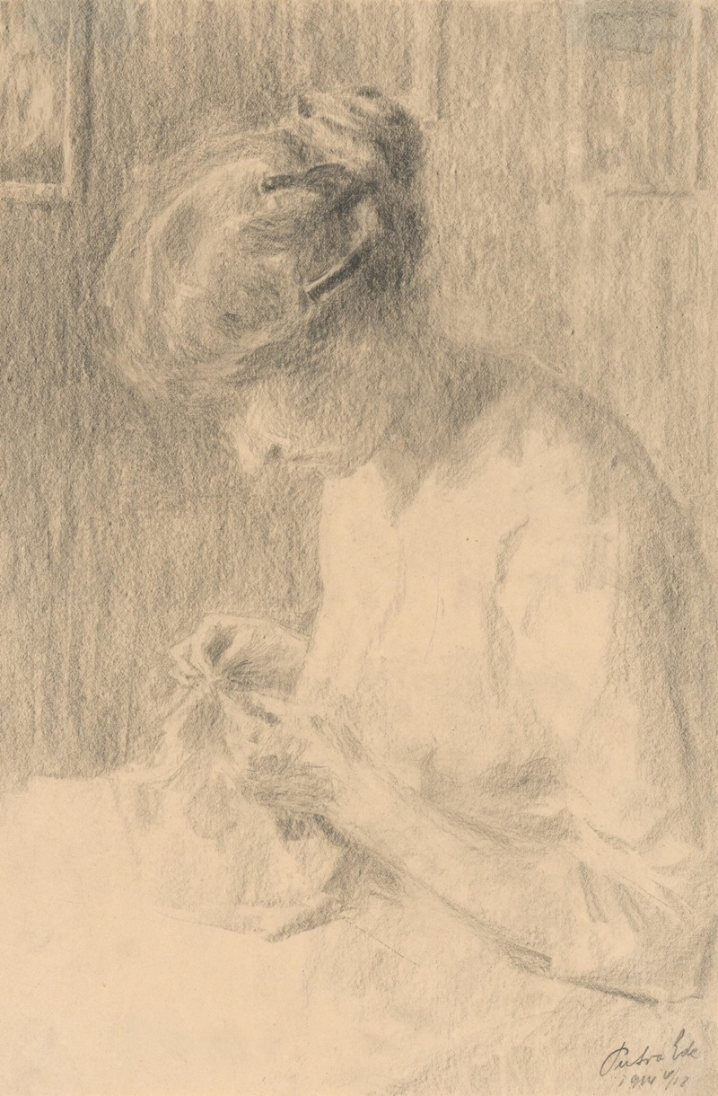 Eduard Putra - Woman Sewing in Profile