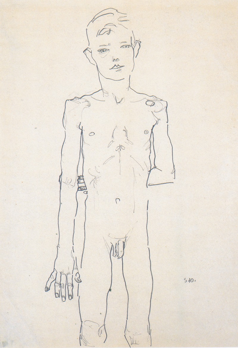 Egon Schiele - Akt eines stehenden Knaben