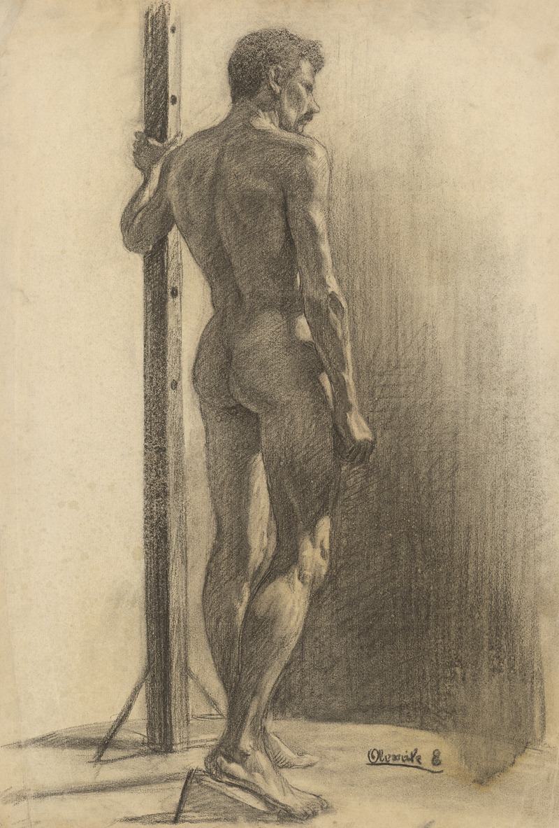 Emil Alexay-Olexák - Study of a Man Holding a Pole