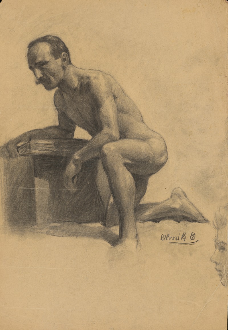 Emil Alexay-Olexák - Study of a Man Kneeling on One Knee