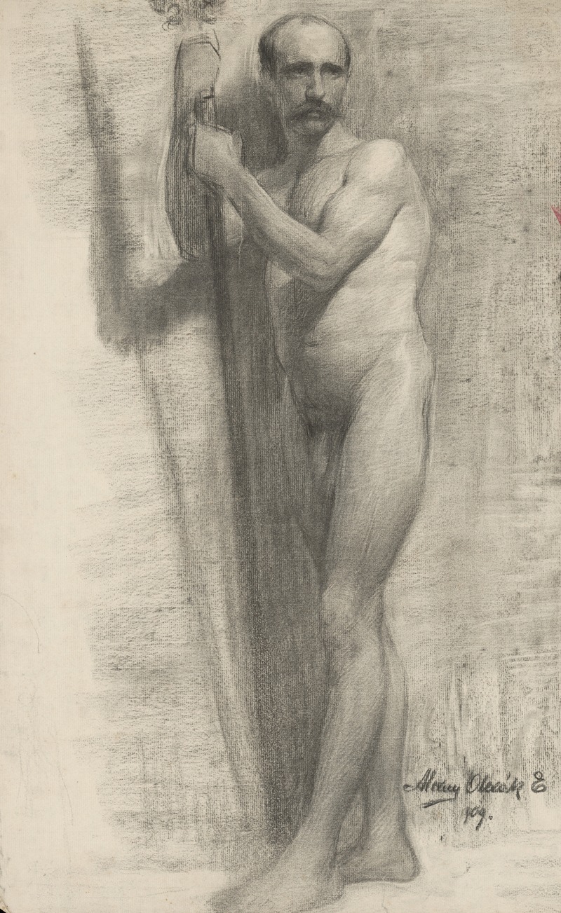 Emil Alexay-Olexák - Study of a Man Leaning on a Stick