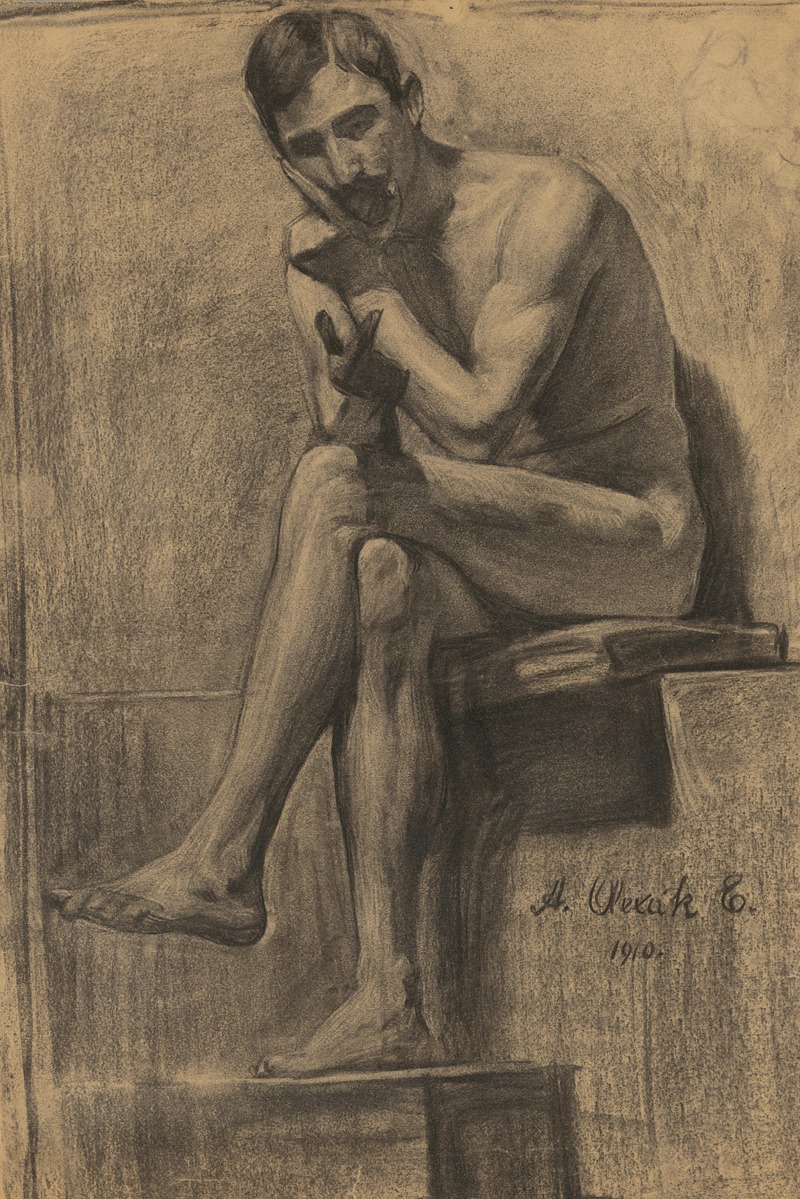 Emil Alexay-Olexák - Study of Seated Man with his Legs Crossed