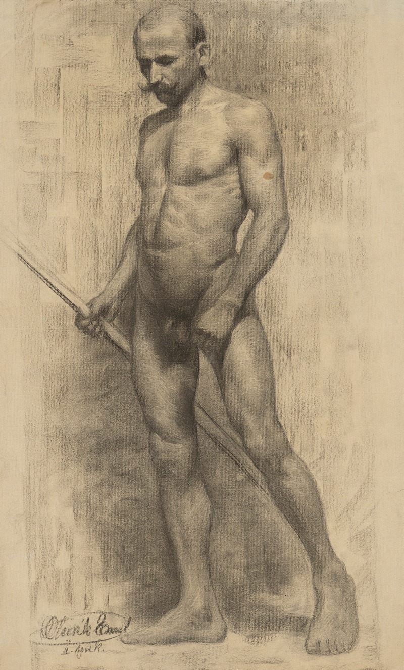 Emil Alexay-Olexák - Study of Standing Man with a Stick in his Hand