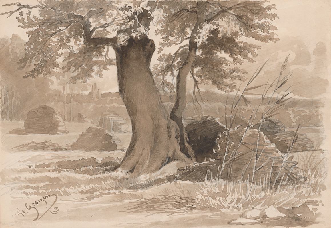 Friedrich Carl von Scheidlin - Landscape with a Spreading Tree in the Foreground