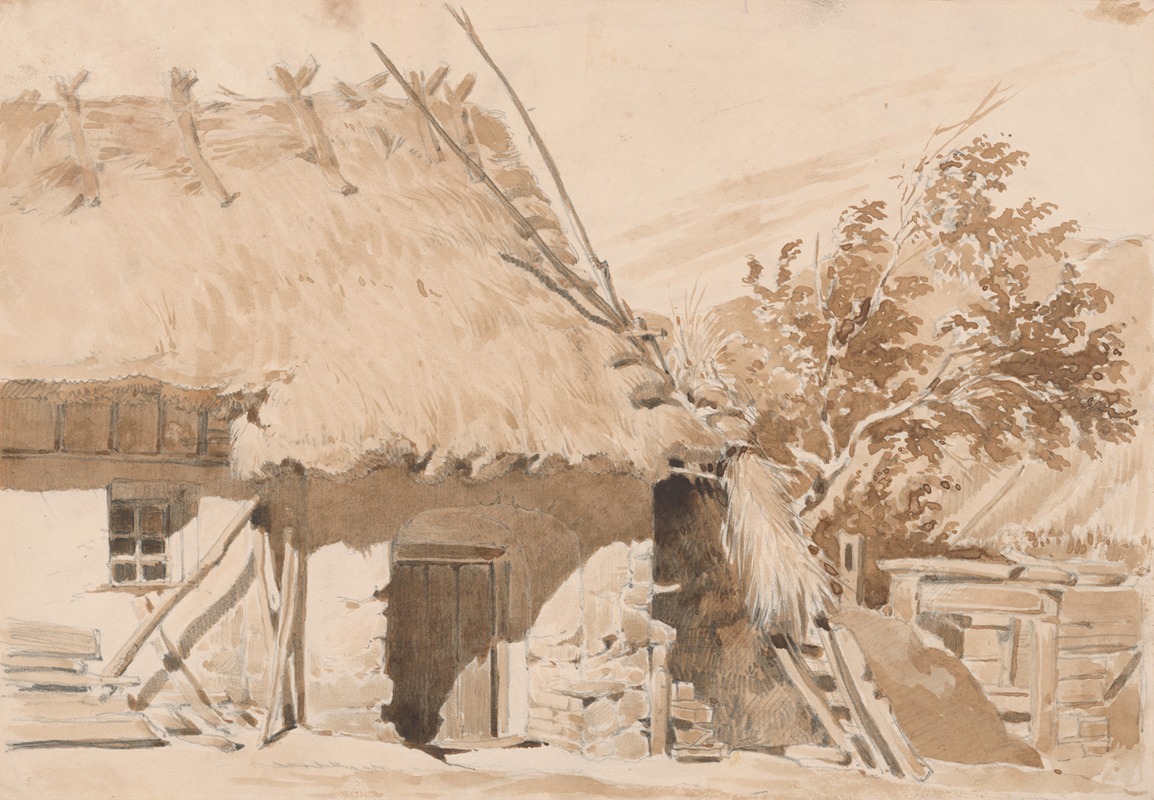 Friedrich Carl von Scheidlin - Study of Cottage with Thatched Roof