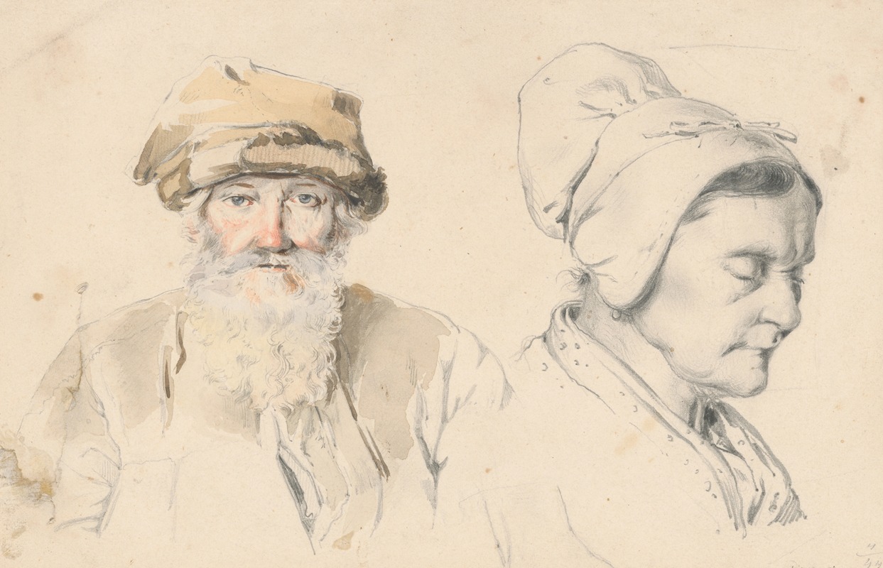 Friedrich Carl von Scheidlin - Study of Old Man and Woman
