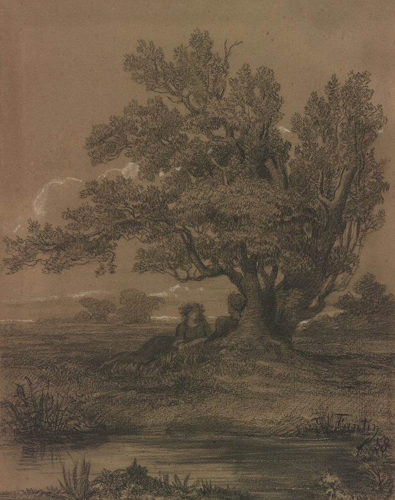 Henri Fantin-Latour - Pastoral Landscape with Figures by a Tree