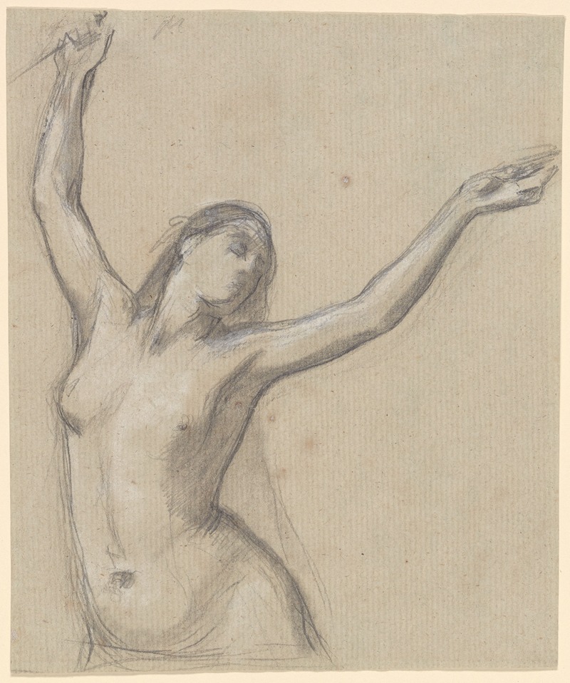 Henri Lehmann - Female Nude, Arms Upraised