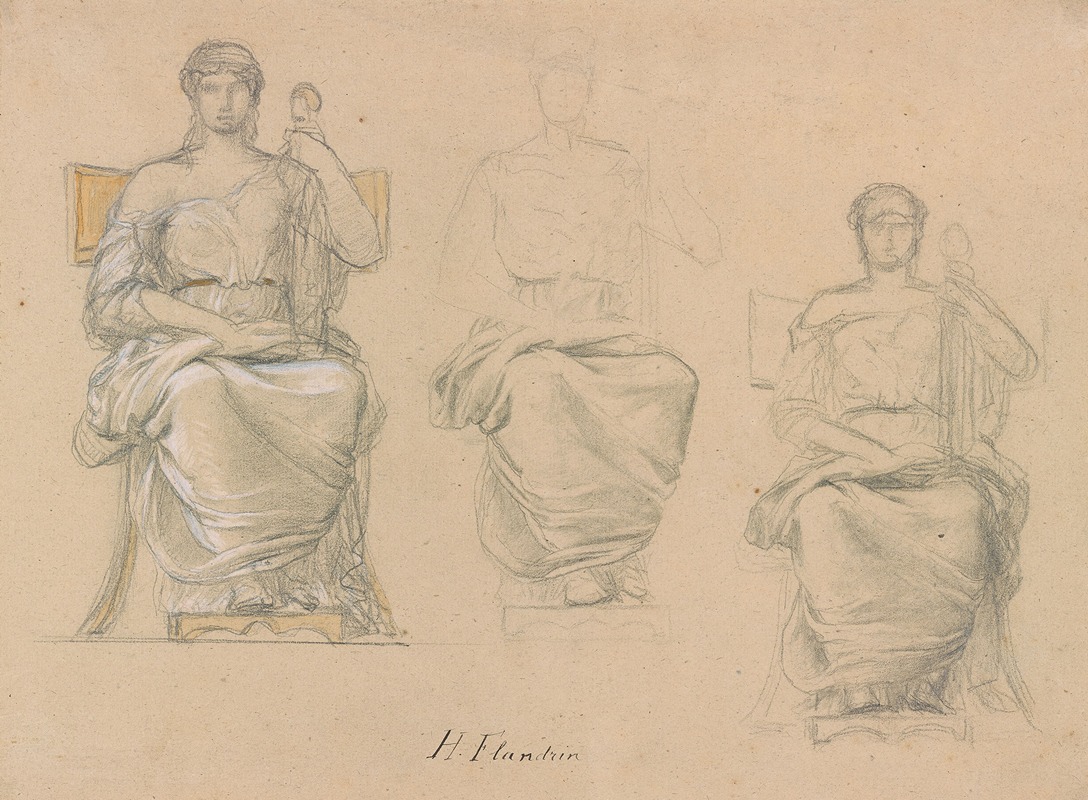 Jean-Hippolyte Flandrin - Three Studies of a Classical Figure