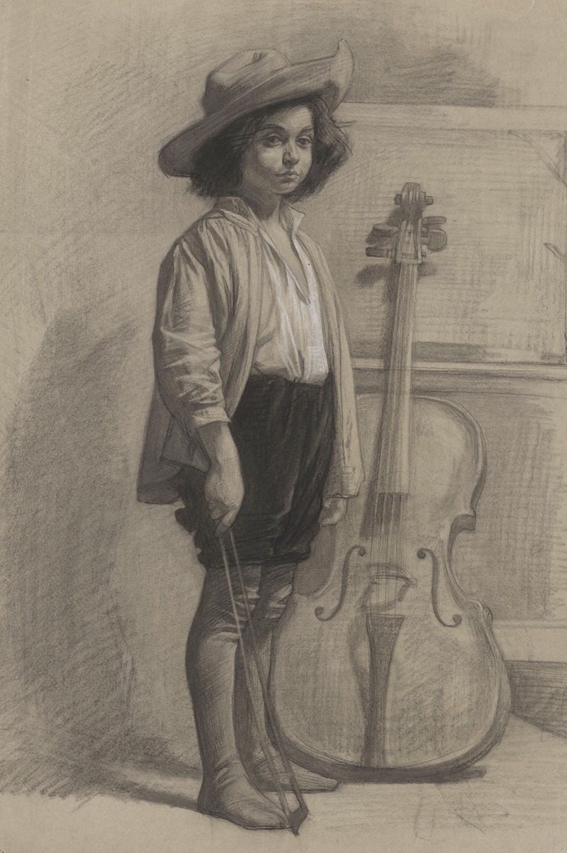 Jan Veth - Jongen staande bij een cello