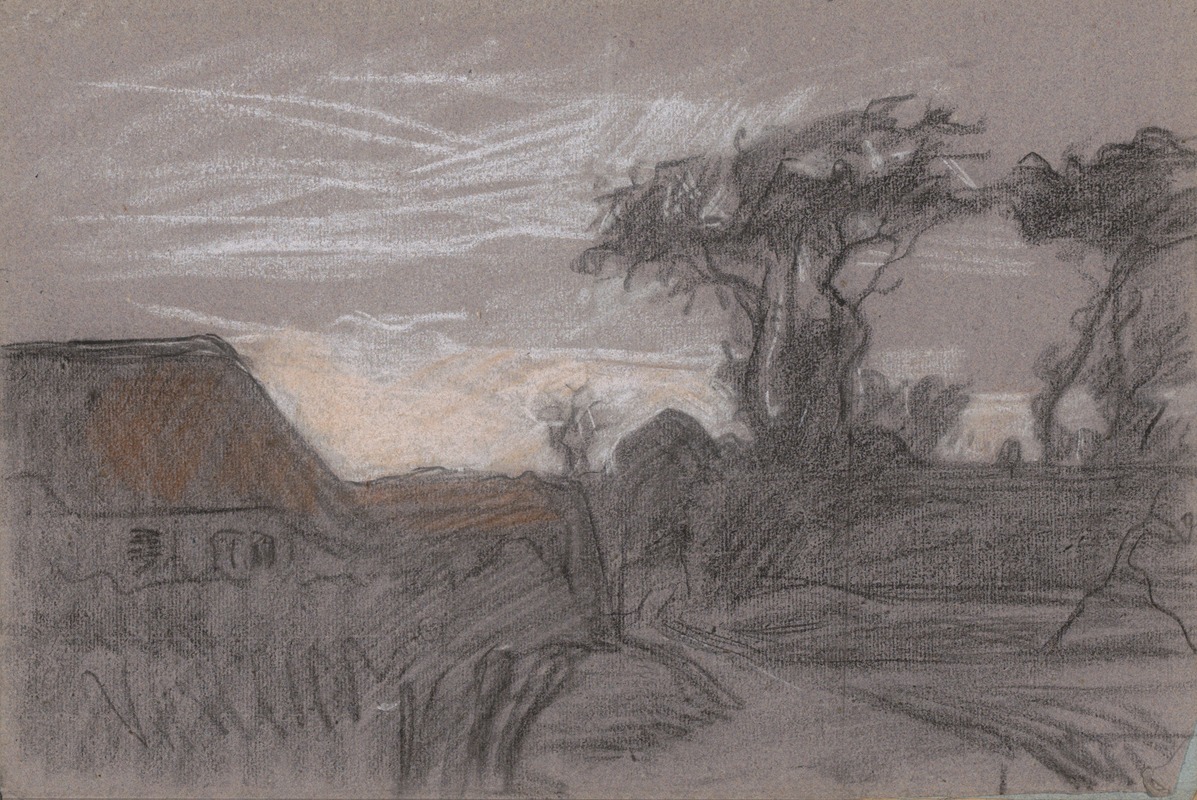 Jan Veth - Landschap met bomen en een pad langs een huis
