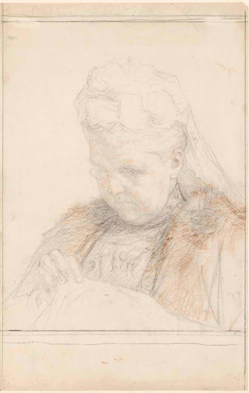 Jan Veth - Portret van de koningin-moeder Emma, handwerkend