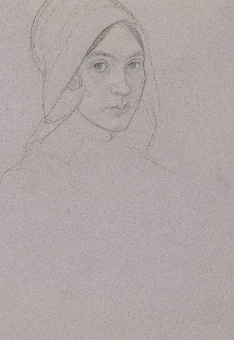 Jan Veth - Portret van een meisje met kap