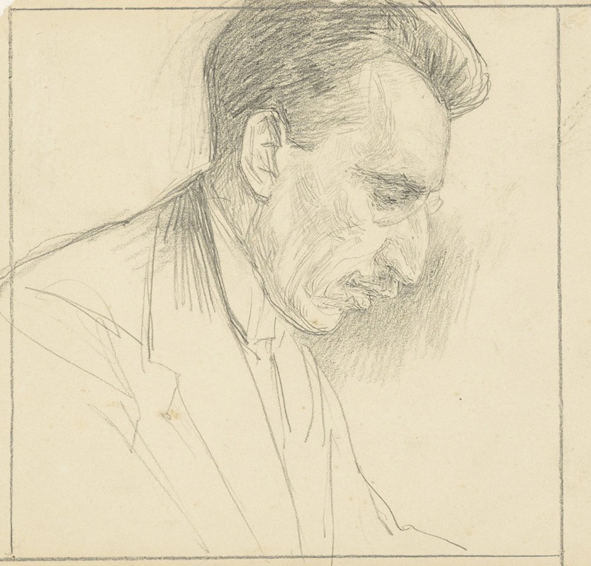 Jan Veth - Portret van P. Visser, profiel naar rechts.