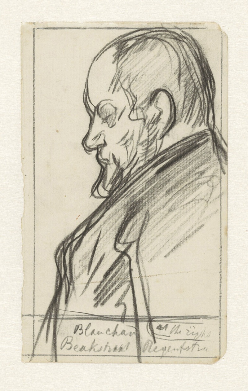 Jan Veth - Schets van een man met een baard, in profiel naar links