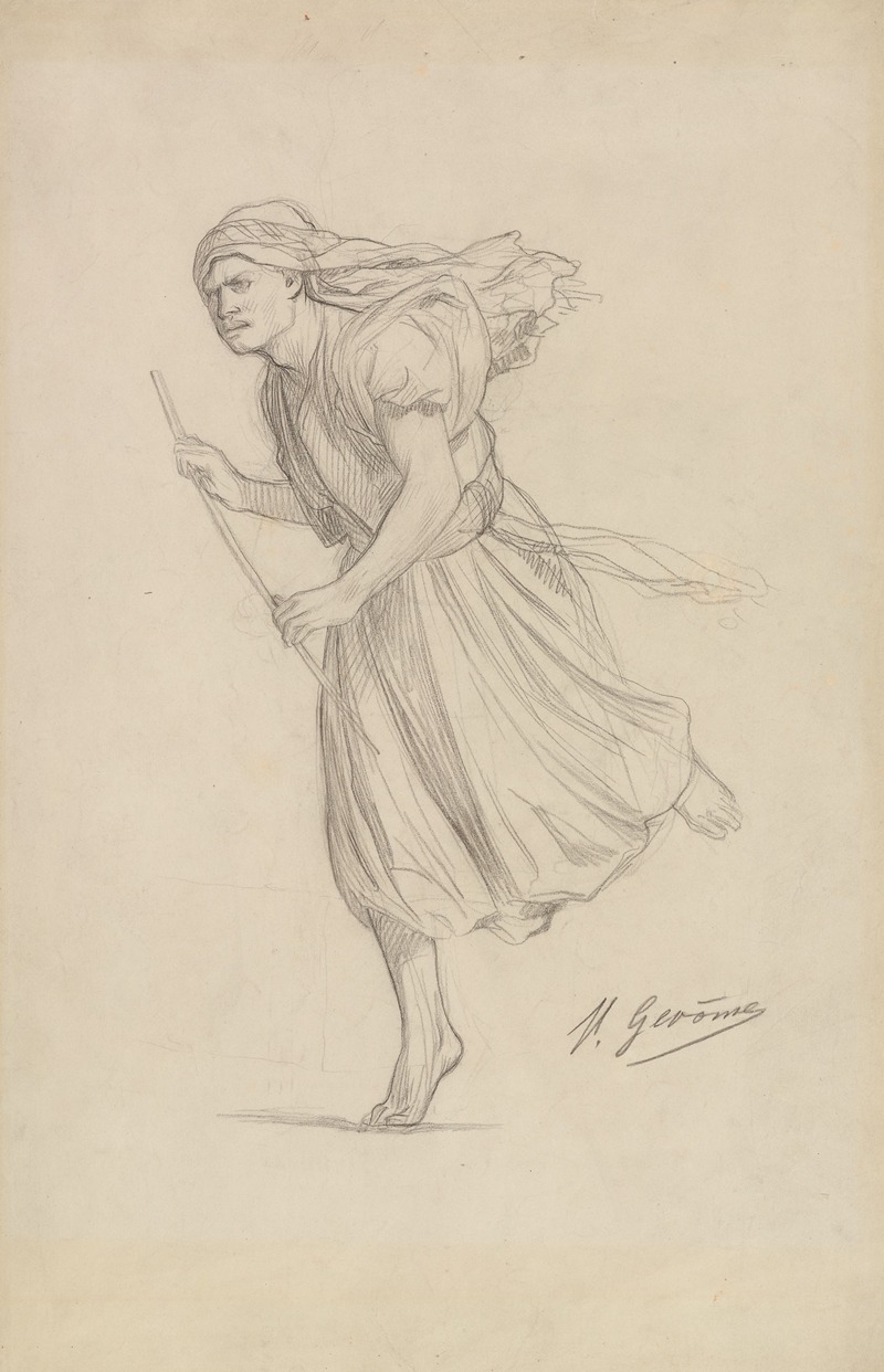 Jean-Léon Gérôme - Running Man, Wearing a Kaffiyeh