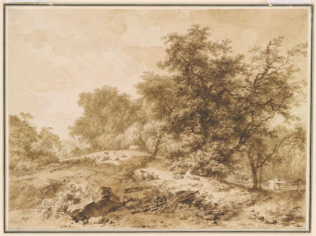 Jean-Honoré Fragonard - Landscape, with flocks and trees