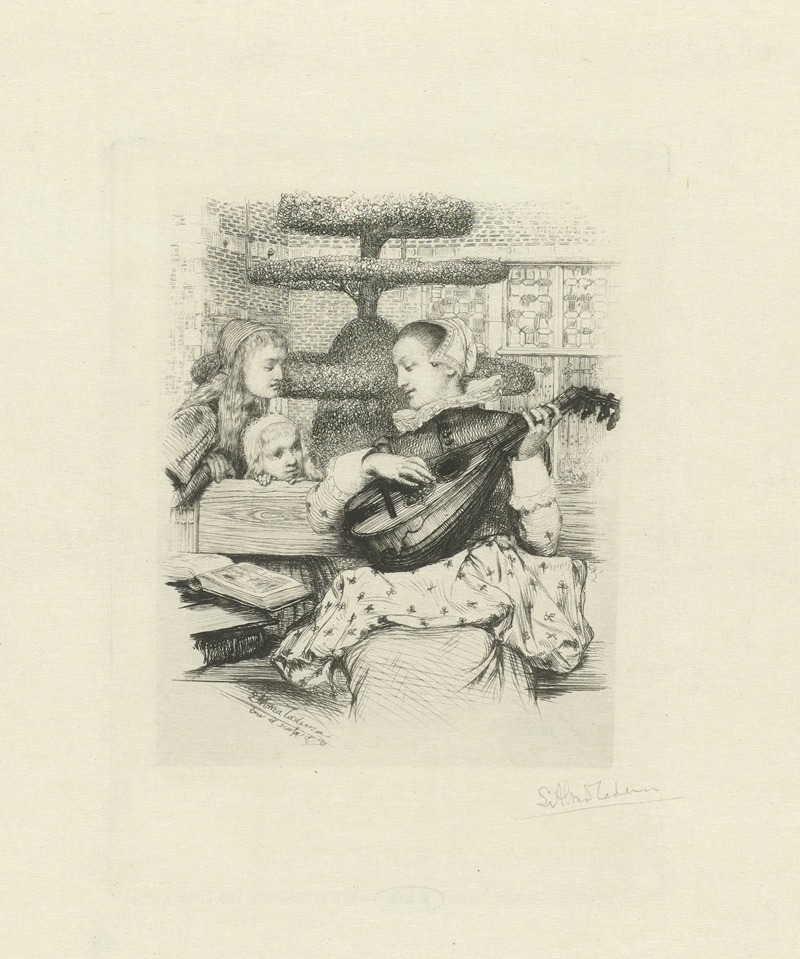 Lawrence Alma-Tadema - Jonge vrouw met luit