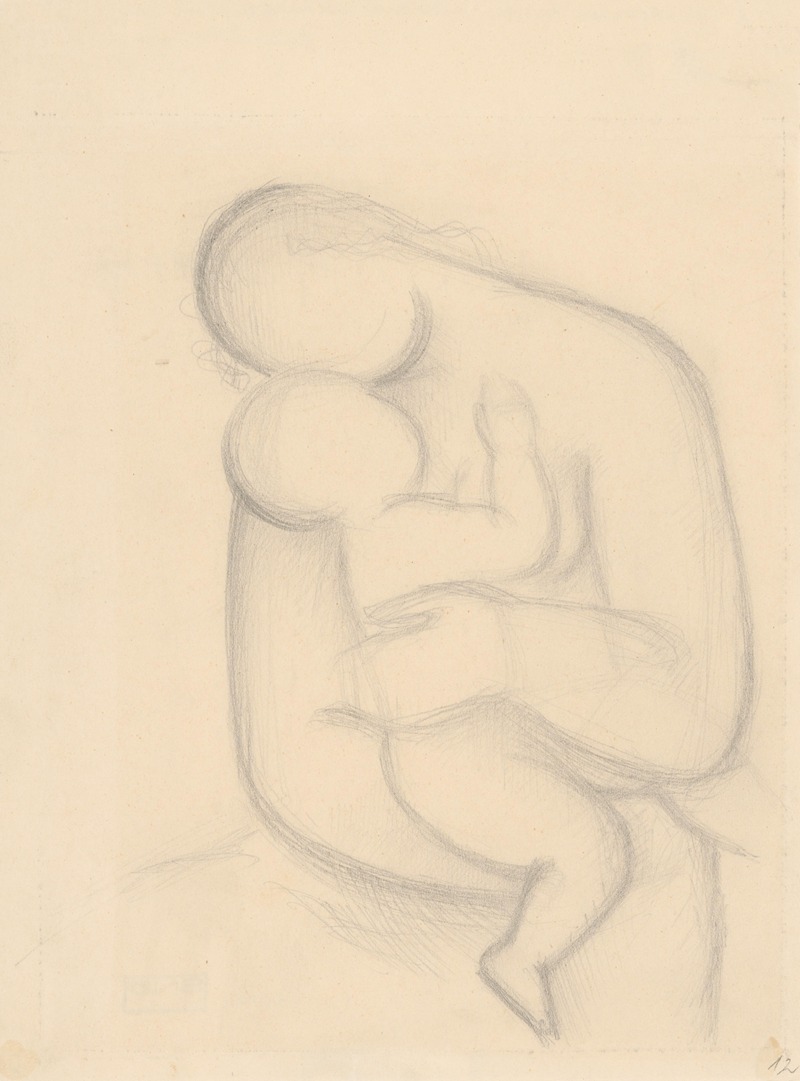 Mikuláš Galanda - Mother with Child in her Arms – Study for the Painting Mother – Seated