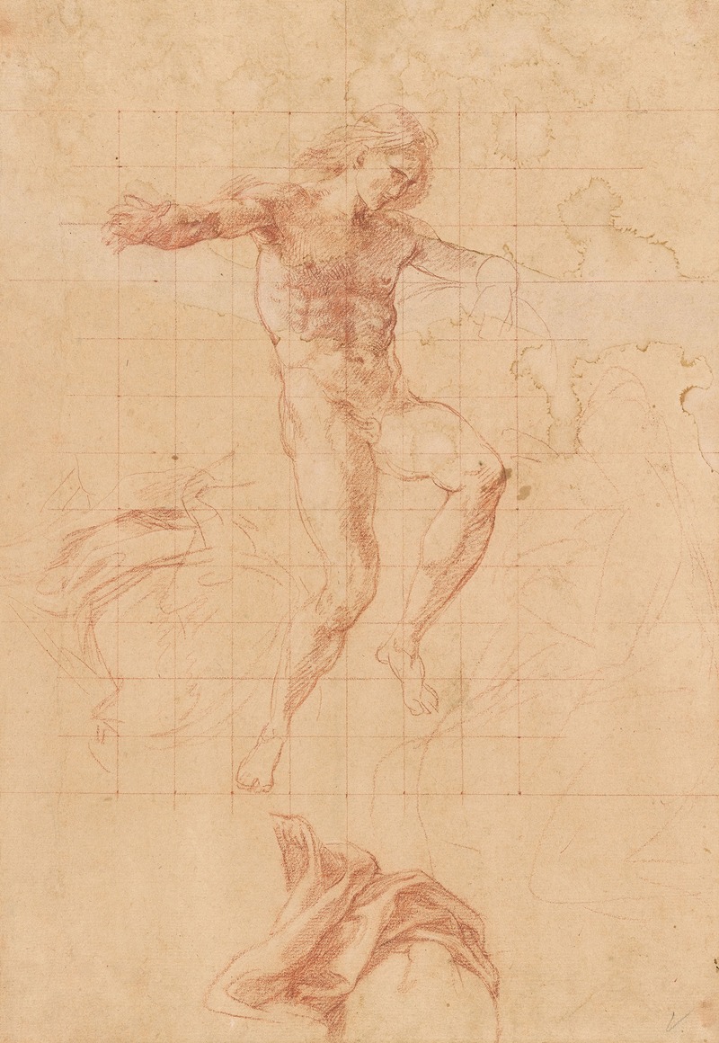 Pompeo Batoni - Nude Study and Drapery Details