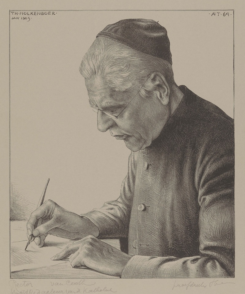 Theo Molkenboer - Portret van A.M.C. van Cooth schrijvend