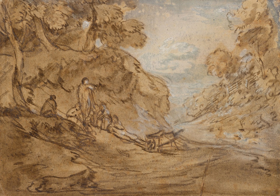 Thomas Gainsborough - Landscape with Group of Figures Resting on a Hillside