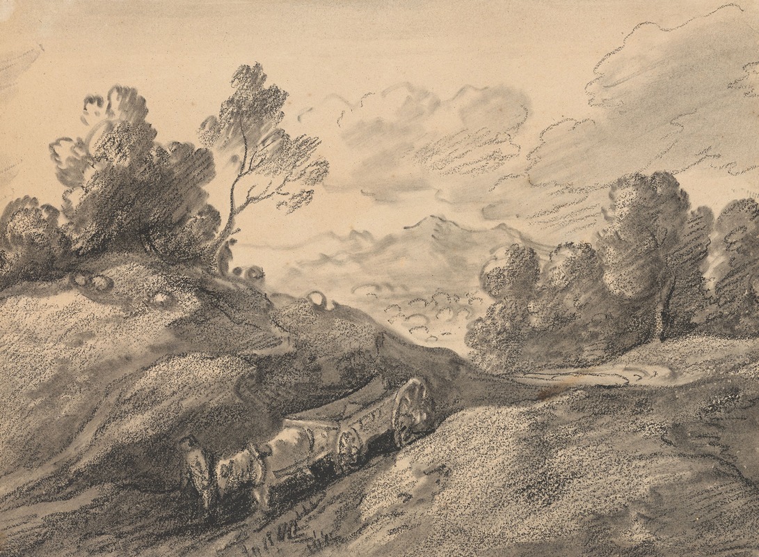 Thomas Gainsborough - Landscape with Horse and Cart Descending a Hill