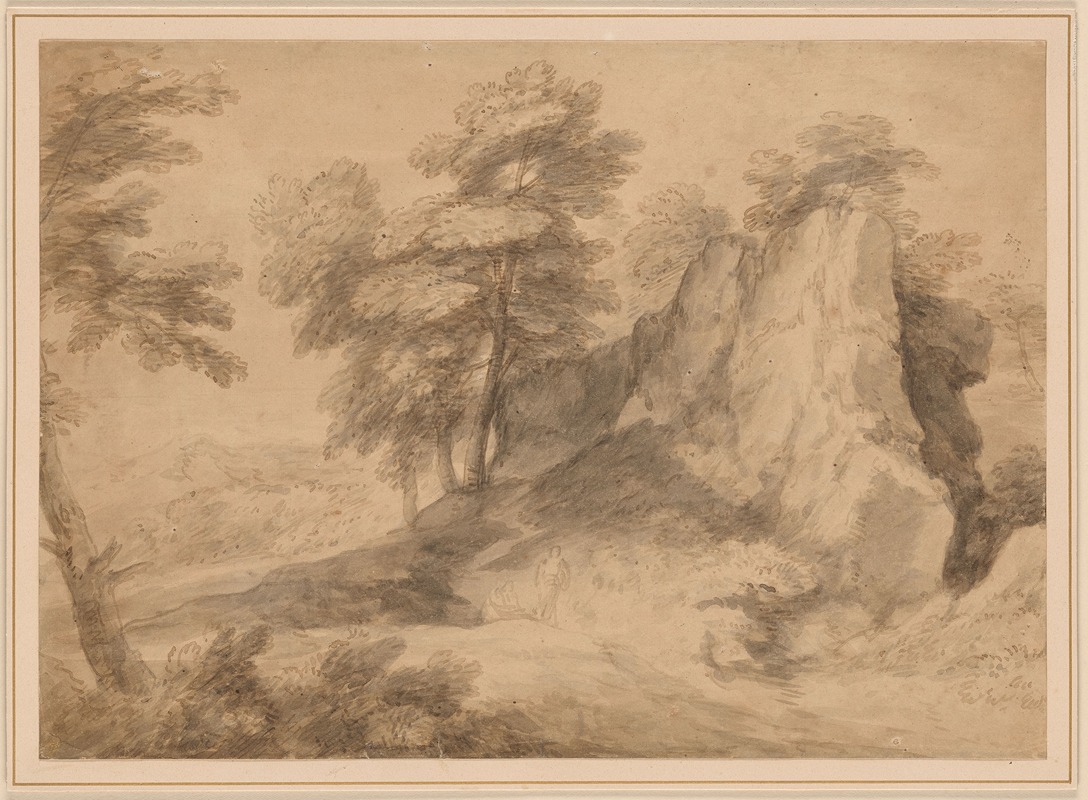 Thomas Gainsborough - Rocky Wooded Landscape with Figures