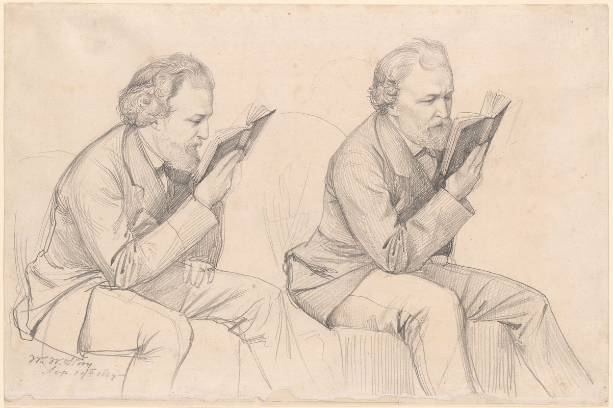 William Wetmore Story - Two Studies of Robert Browning Reading