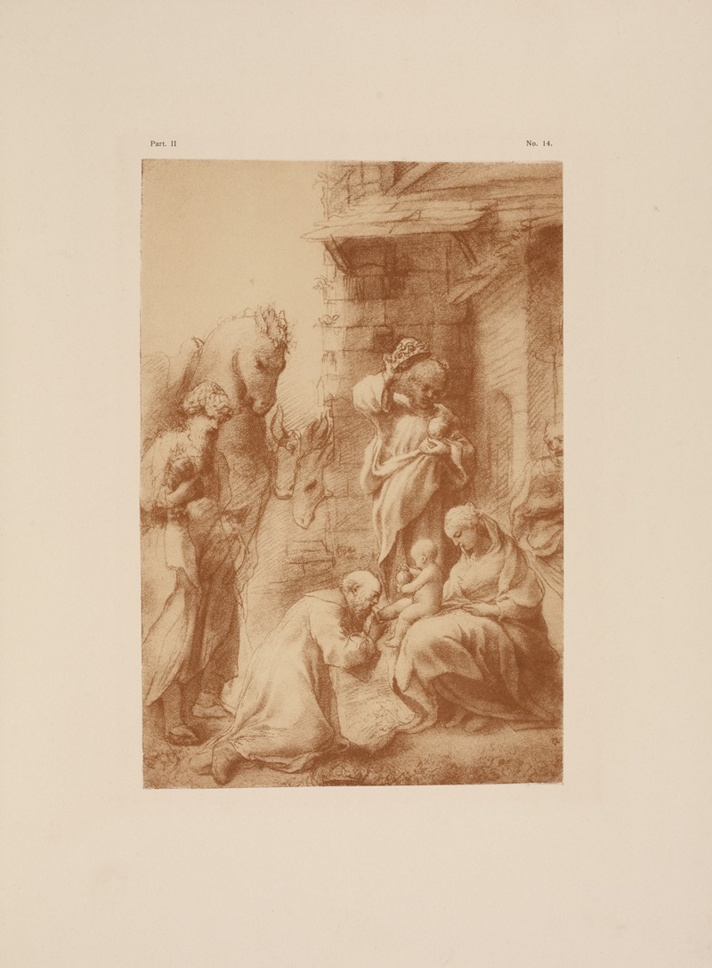P. & D. Colnaghi - Correggio – Drawing of adoration of the kings