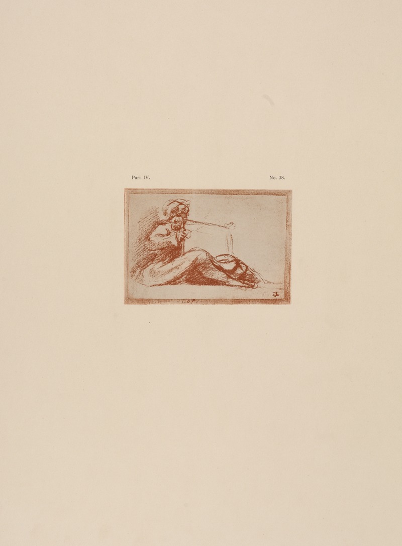 P. & D. Colnaghi - Correggio – Drawing of reclining figure holding book