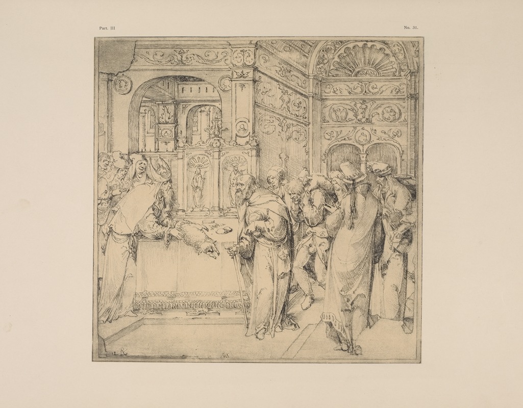 P. & D. Colnaghi - Drawing of scene in temple at Jerusalem