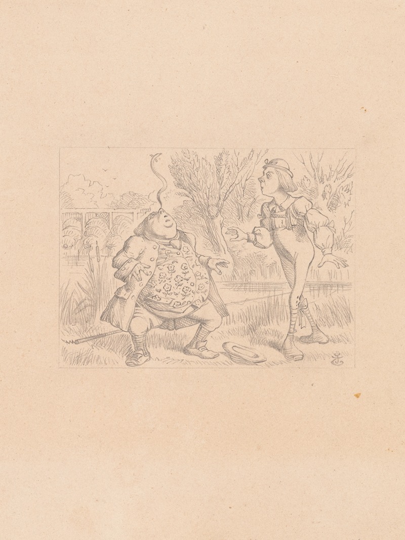 Sir John Tenniel - Drawing of Father William balancing an eel on the end of his nose