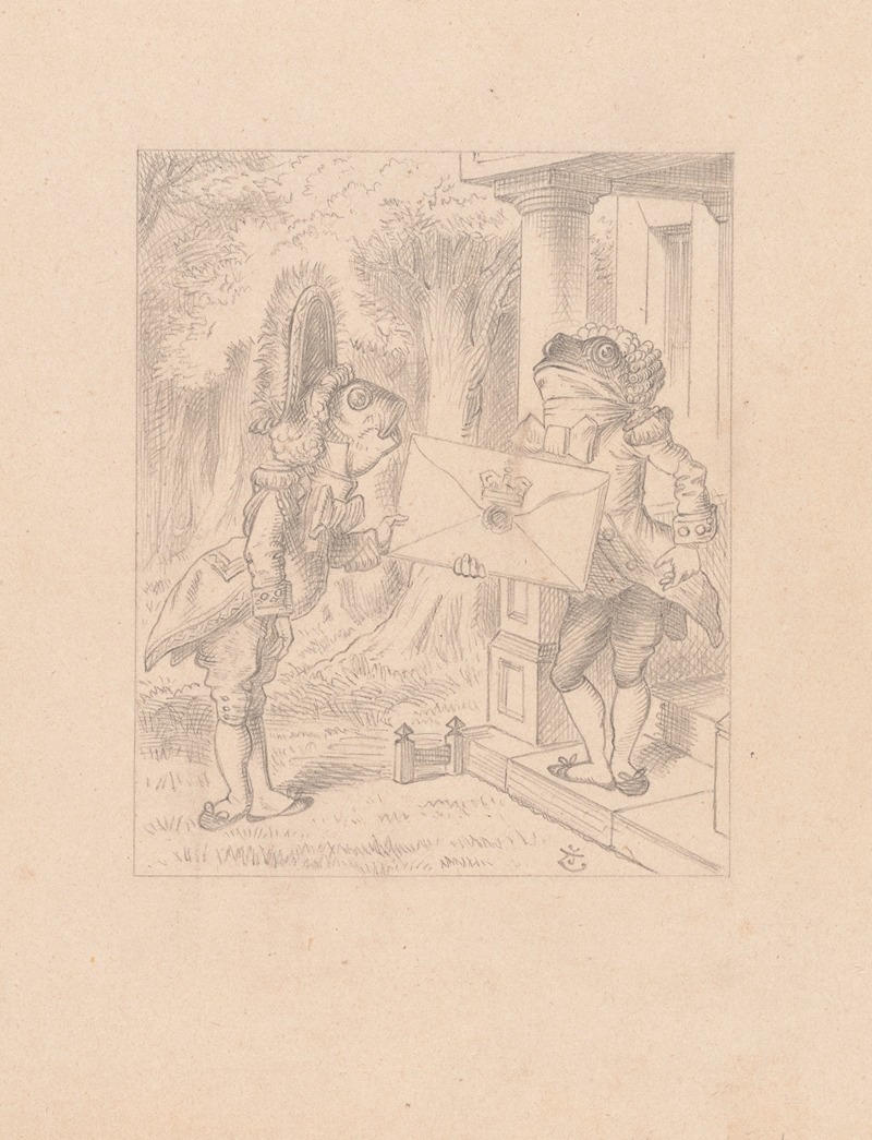 Sir John Tenniel - Drawing of the Fish Footman and the Frog Footman