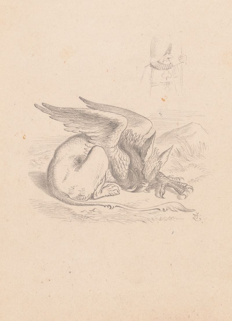 Sir John Tenniel - Drawing of the Gryphon asleep