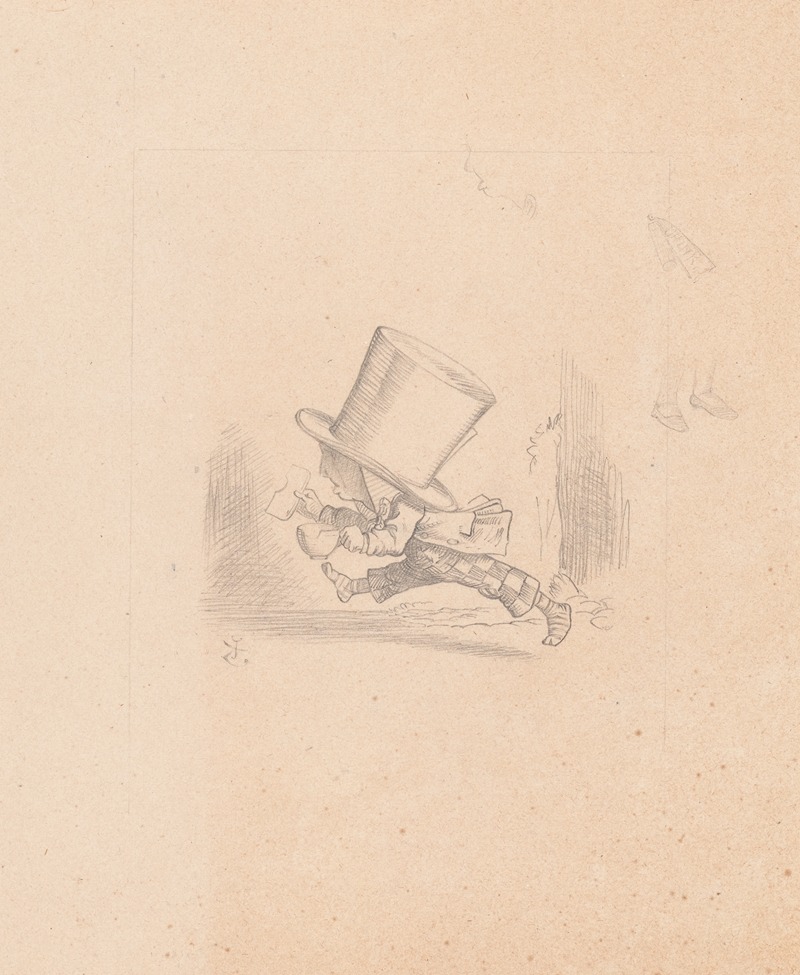 Sir John Tenniel - Drawing of the Hatter running