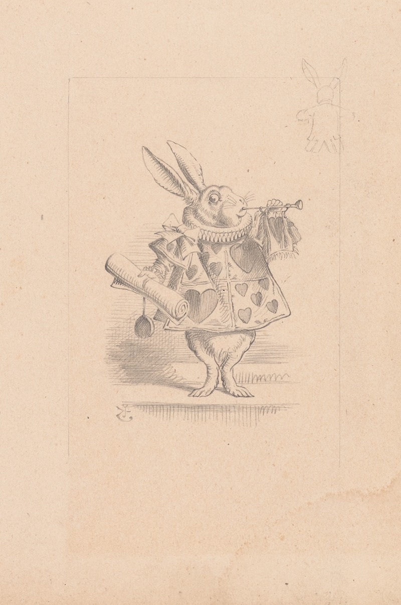 Sir John Tenniel - Drawing of the White Rabbit as a herald